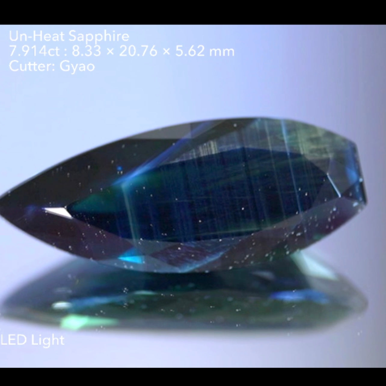 非加熱サファイア 7.914ct★金色に近いシーンも出るGTJ歴史の一つに残るサファイア通向けの逸品