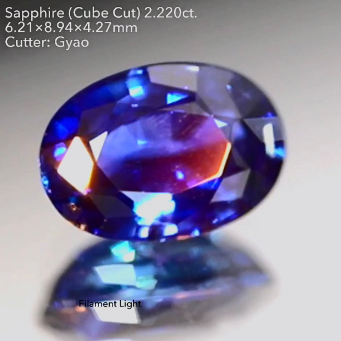 ロイヤルにインクブルーが混ざった濃厚美色に縁取りキューブカット★サファイア 2.220ct【Cube cut】