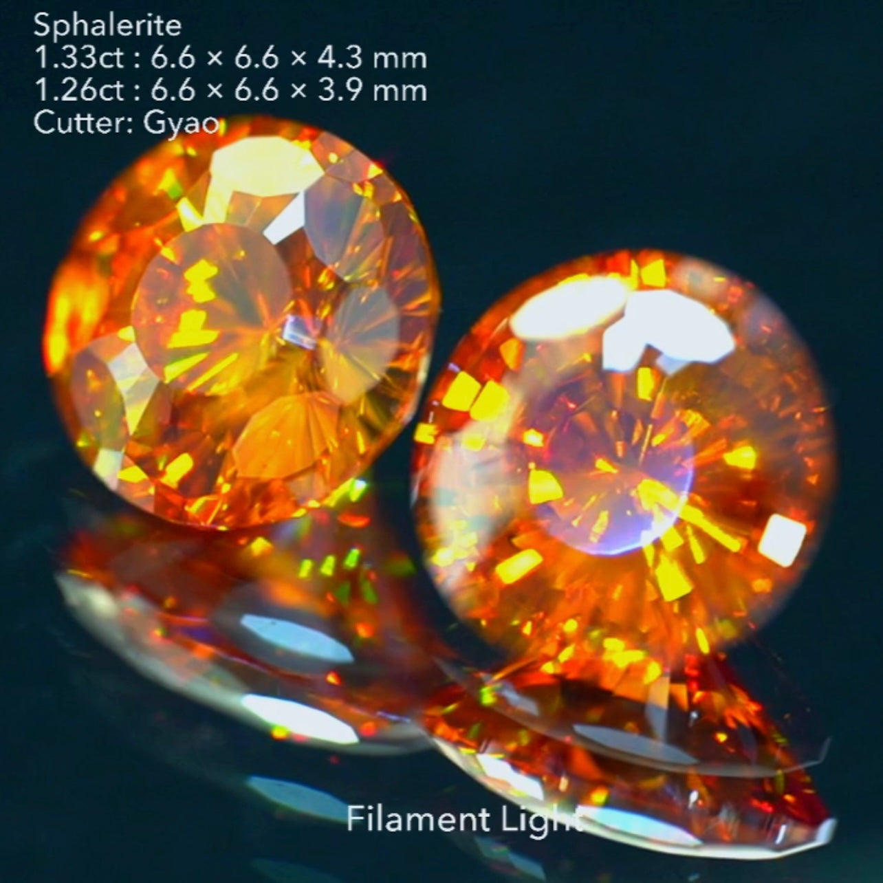 奇跡のペア🎁✨スファレライト1.33ct & 1.26ct✨コインカットの進化版👍ゲオちゃん作品