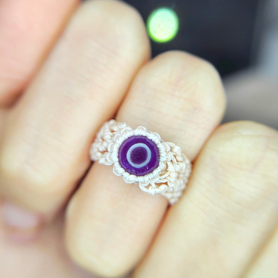 待望のリング誕生❣️お好みのサイズに仕上げます✨【watariさんマクラメ作品 】アメジスト1.36ct