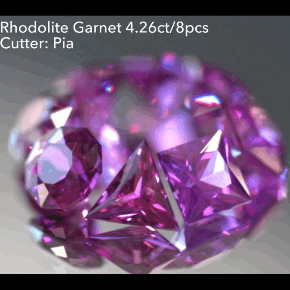 【SOLD OUT】特別出品✨ロードライトガーネット3〜10角形の『多角形セット』8個で4.26ct💎ピアッちゃん作品👍