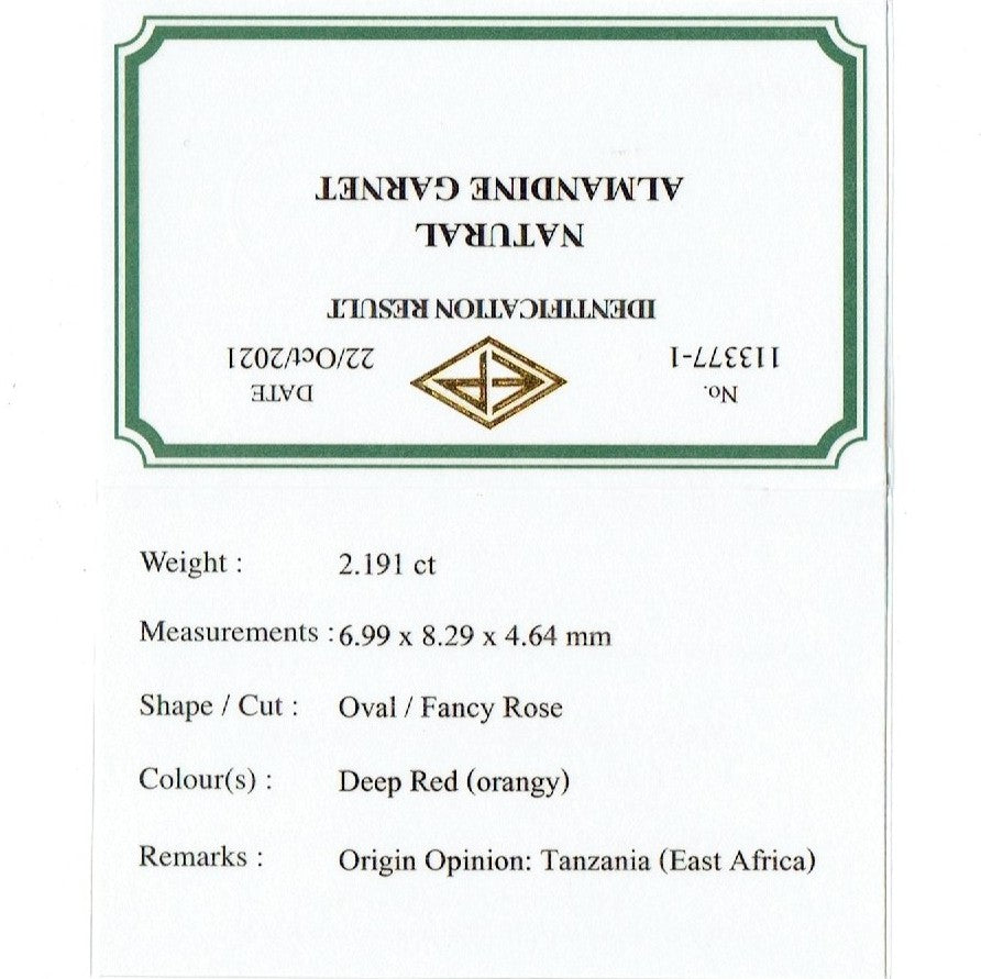 【SOLD OUT】ロマンを感じる深い赤✨レッドアルマンディンガーネット2.191ct💎ピアッちゃん作品👍