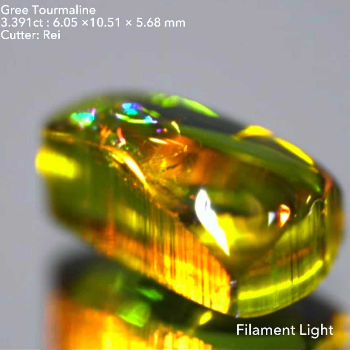 あえて天然感を残したカット&肉眼で見える虹🌈面白いグリーントルマリン3.391ct✨レイちゃん作品