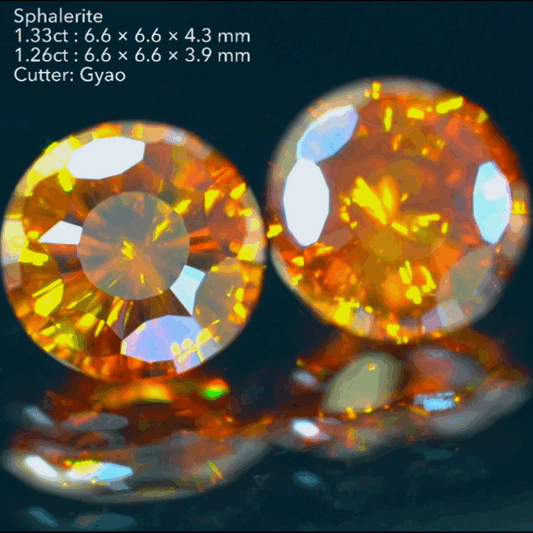 奇跡のペア🎁✨スファレライト1.33ct & 1.26ct✨コインカットの進化版👍ゲオちゃん作品