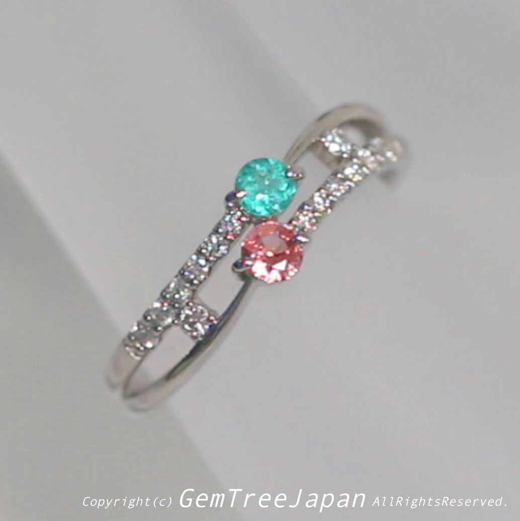 魅力的な二つの希少石✌️パライバトルマリン💎&パパラチァサファイア✨プラチナリング💍