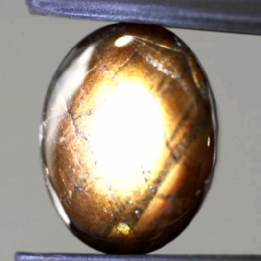 全面に広がる眩しいゴールデンシーン✨オリジナル側面カットを施したケニア産スターサファイア4.098ct(非加熱)💎ピアッちゃん&部長作品