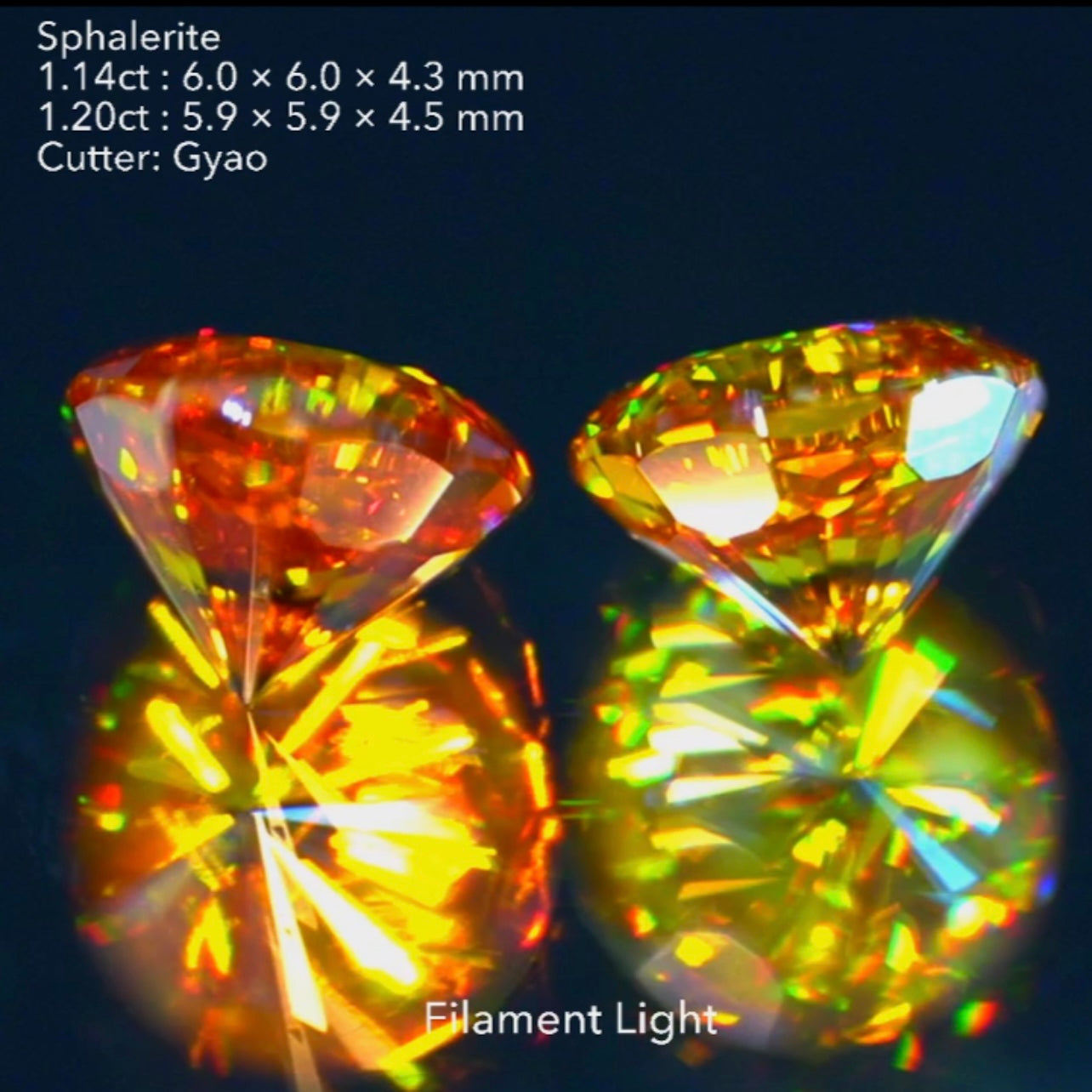 奇跡のペア🎁✨スファレライト1.14ct & 1.20ct✨カッコイイ変則キューブに窓まで付いた傑作👍ゲオちゃん作品