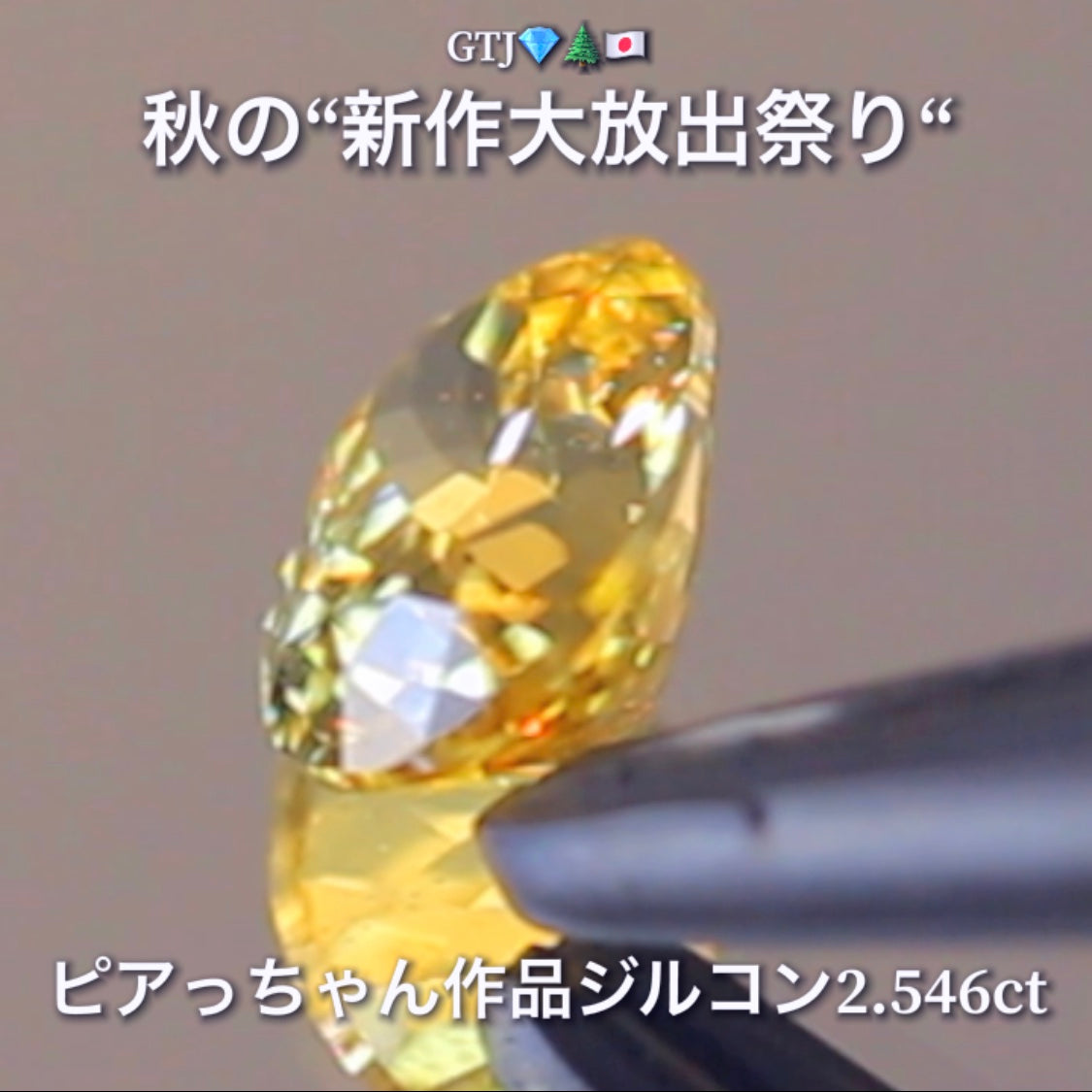 銀杏並木に降り注ぐ太陽光のような眩しい輝き2.546ct✨“秋色ジルコン”特集💎ピアっちゃん作品ばかりの彩り豊かなキラッキラの秋色をご堪能あれ👍秋の“新作大放出祭り🍁”