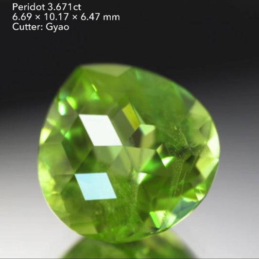 【SOLD OUT】キューブスターを施した可愛いマロン型ペリドット3.671ct/ゲオちゃん作品★お問い合わせ1番乗り価格★