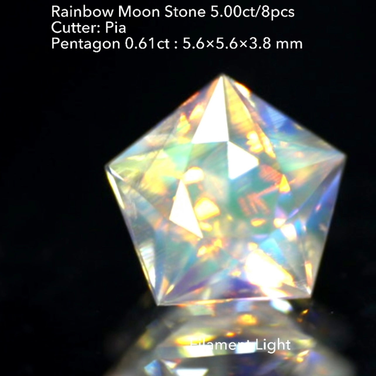 4日22:00終了💨2022年初売りオークション❗️GTJ の大人気アイテム💎3~10角形の多角形セット✨レインボームーンストーン8個で5.00ct🌈🌖💎ピアッちゃん作品👍