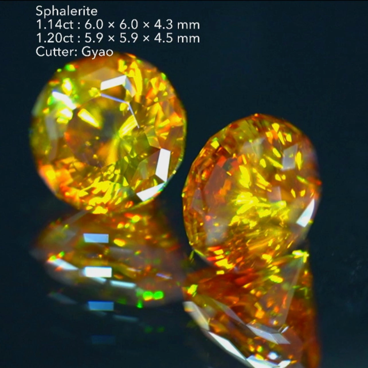 奇跡のペア🎁✨スファレライト1.14ct & 1.20ct✨カッコイイ変則キューブに窓まで付いた傑作👍ゲオちゃん作品