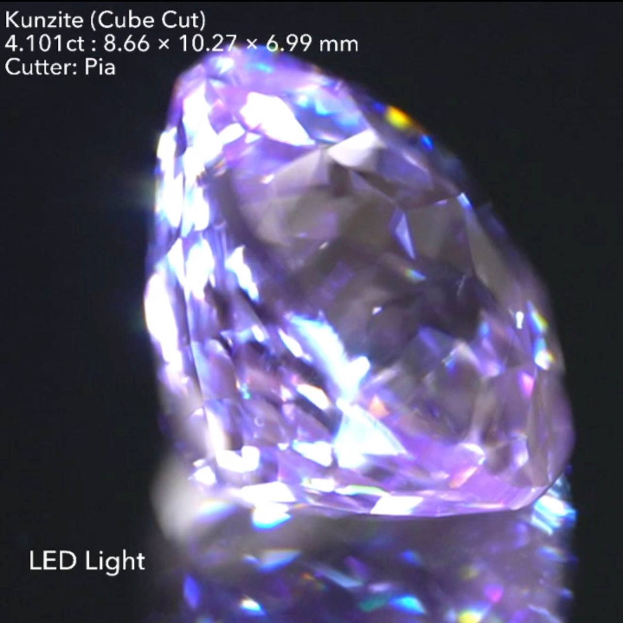 【記念すべき初キューブ】お見事👏クンツァイトでフルボッコ👏4.101ct🎁ピアッちゃん作品✨