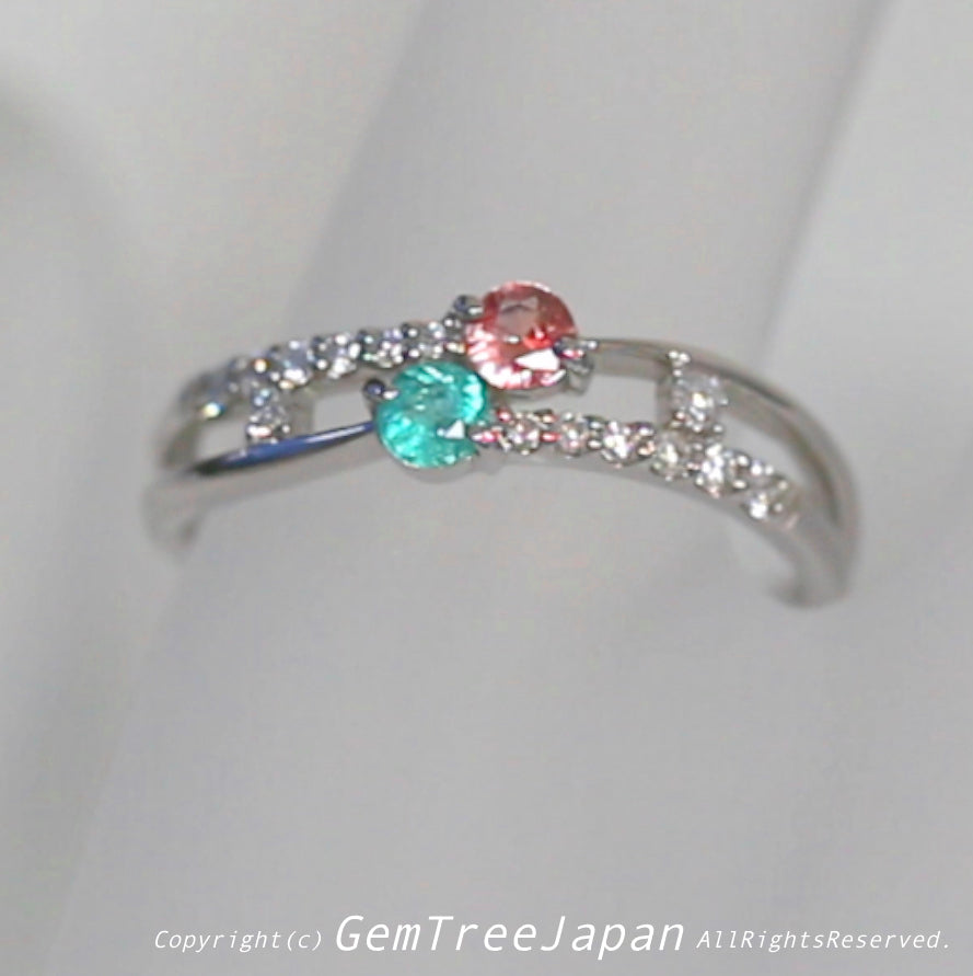 魅力的な二つの希少石✌️パライバトルマリン💎&パパラチァサファイア✨プラチナリング💍