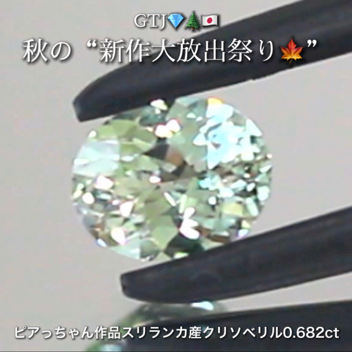バナジウムクリソベリル0.682ct✨ピアっちゃん作品👌GTJ💎🌲🇯🇵秋の“新作大放出祭り🍁”期間中は特にお得な価格でご紹介します❗️