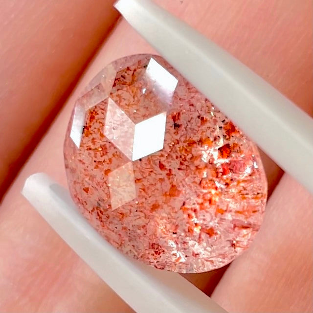 いちご型オーバル🍓キューブカットのストロベリークォーツ5.08ct✨ゲオちゃん作品🎁お昼のチハルームでご紹介💖