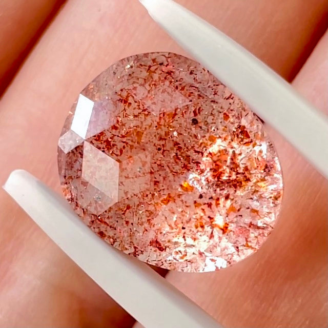 いちご型オーバル🍓キューブカットのストロベリークォーツ5.08ct✨ゲオちゃん作品🎁お昼のチハルームでご紹介💖