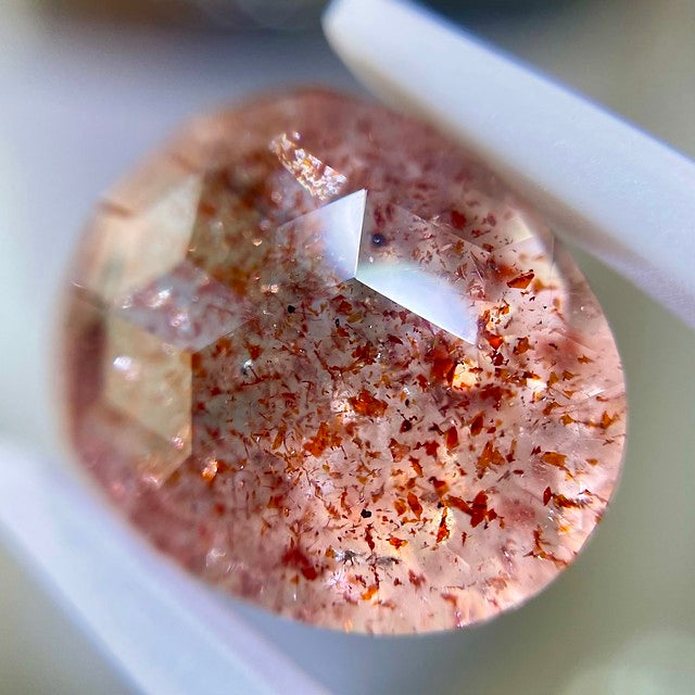 いちご型オーバル🍓キューブカットのストロベリークォーツ5.08ct✨ゲオちゃん作品🎁お昼のチハルームでご紹介💖