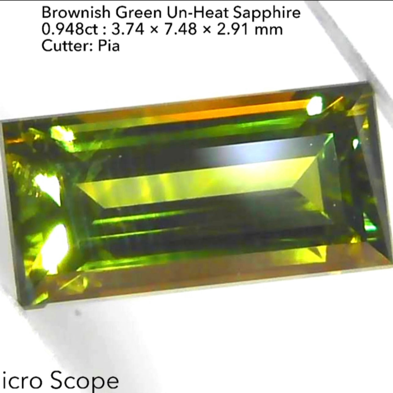 渋いカーキが鋭く煌めくバゲット✨非加熱サファイア0.948ct💎ピアッちゃん作品👍