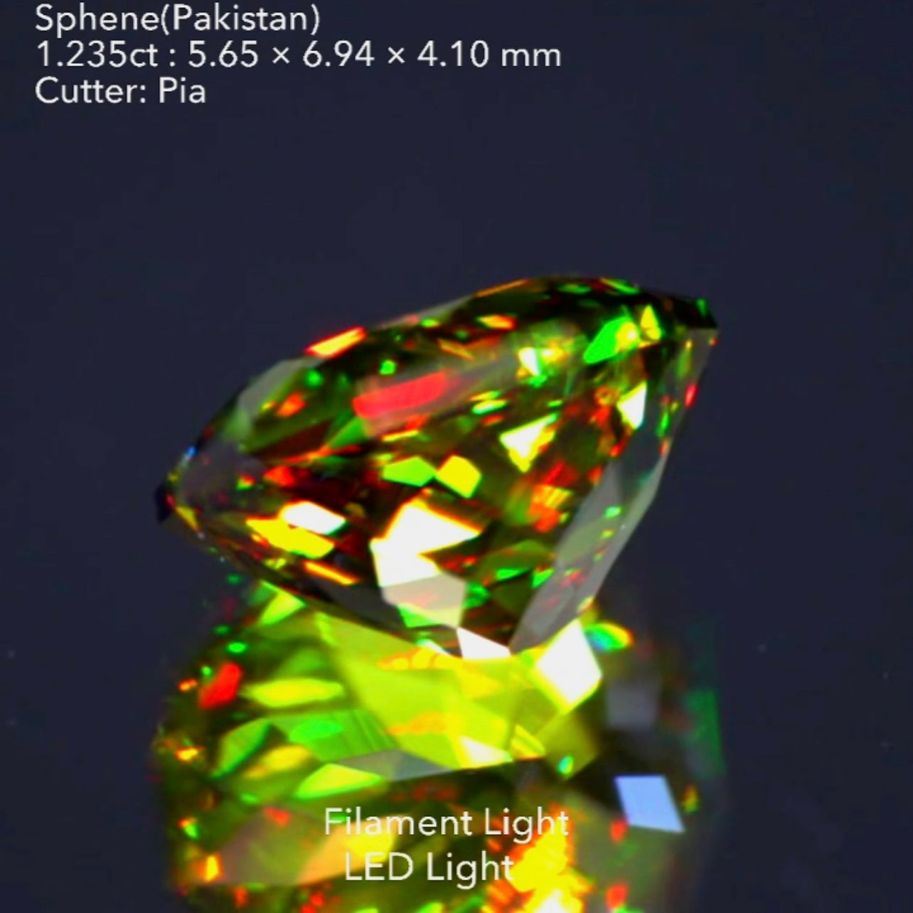 濃いグリーンと真っ赤なファイアー🔥いかにもパキスタン産らしさを満喫できる見事なスフェーン1.235ct💎ピアッちゃん作品🌈