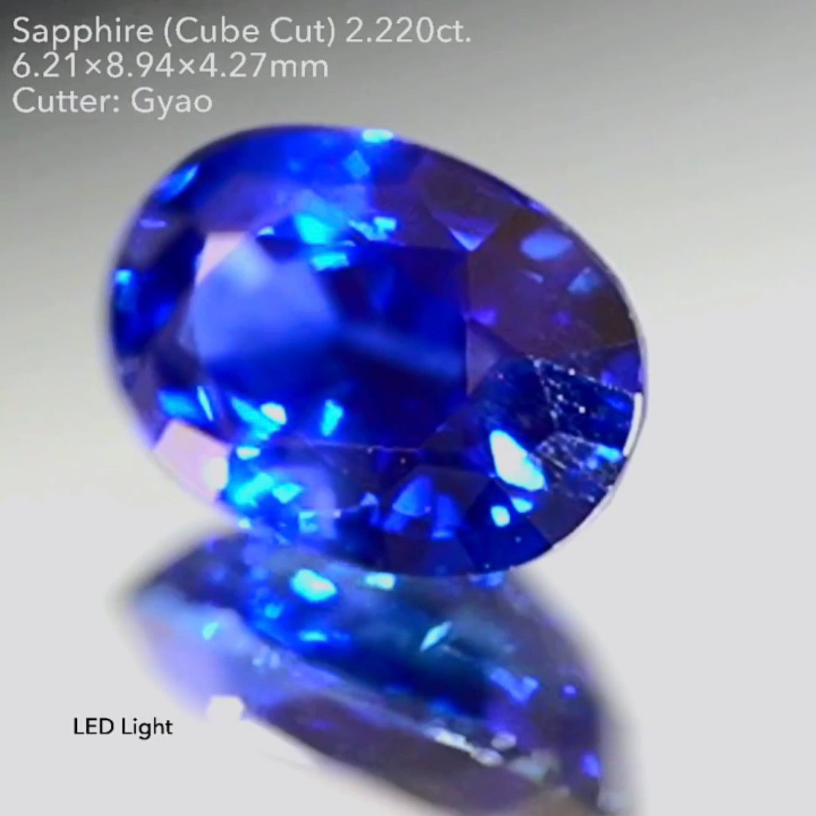 ロイヤルにインクブルーが混ざった濃厚美色に縁取りキューブカット★サファイア 2.220ct【Cube cut】