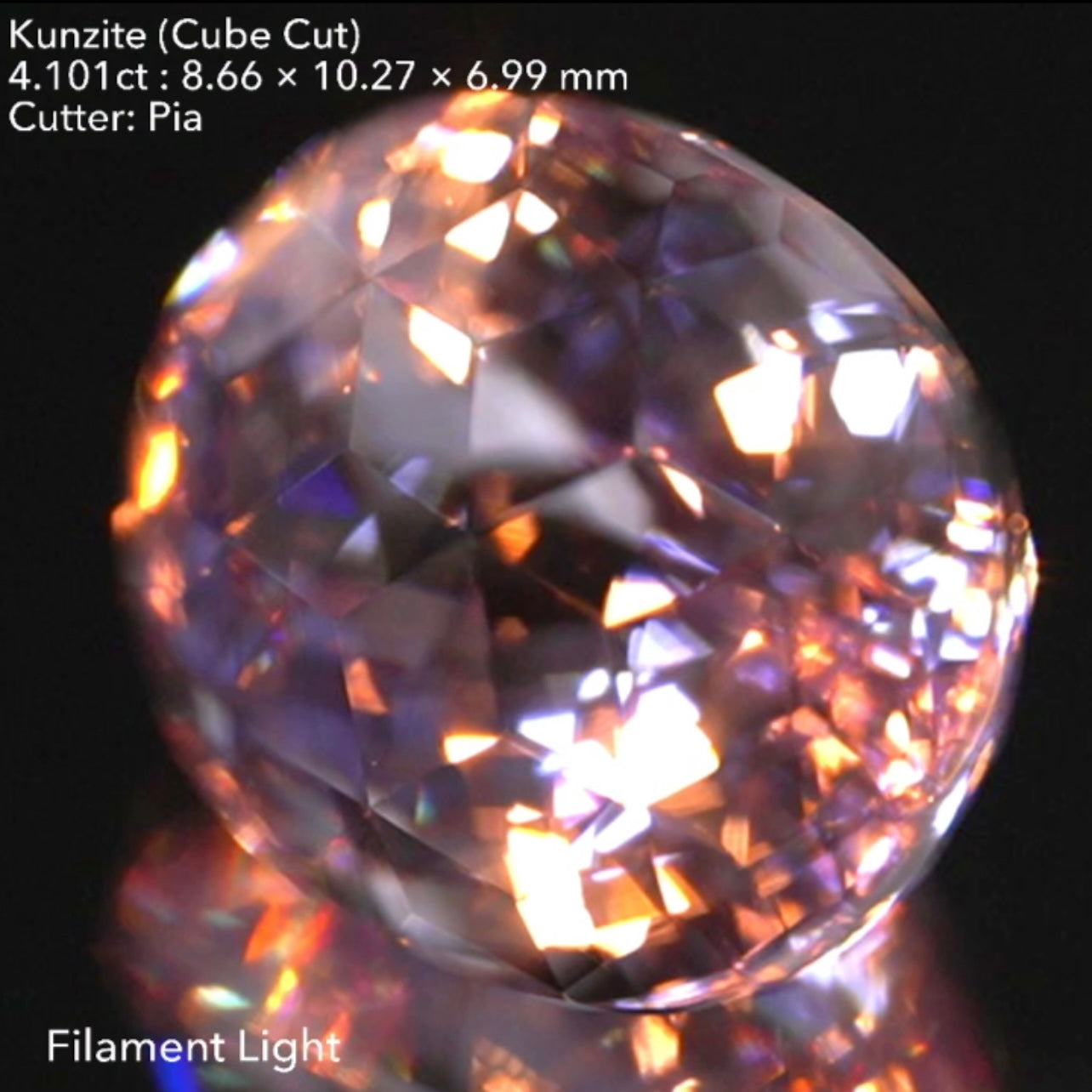 【記念すべき初キューブ】お見事👏クンツァイトでフルボッコ👏4.101ct🎁ピアッちゃん作品✨