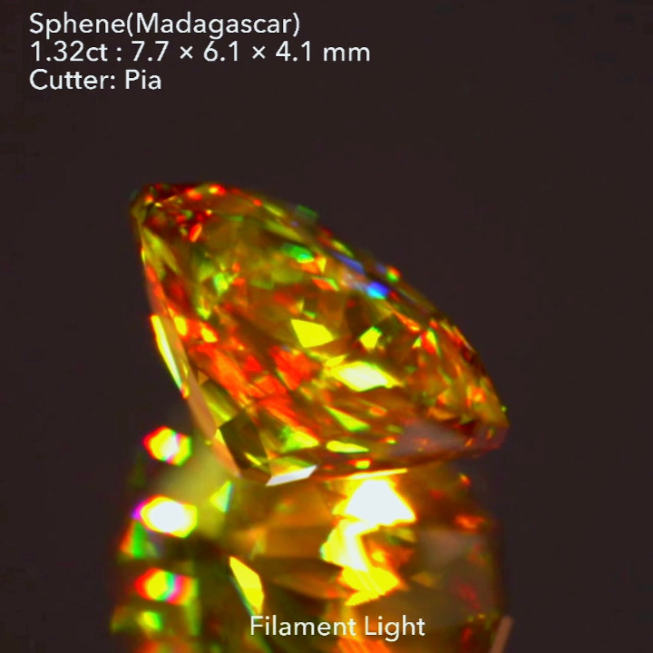 ファンシーカットから放たれる“GTQファイアー”✨👍スフェーン(マダガスカル産)1.32ct💎ピアッちゃん作品✨本店特典付き『クーポン or ZB』のご利用もOKです❗️