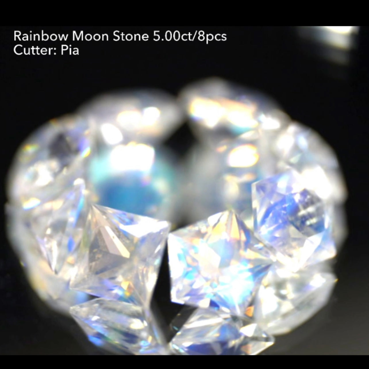 4日22:00終了💨2022年初売りオークション❗️GTJ の大人気アイテム💎3~10角形の多角形セット✨レインボームーンストーン8個で5.00ct🌈🌖💎ピアッちゃん作品👍