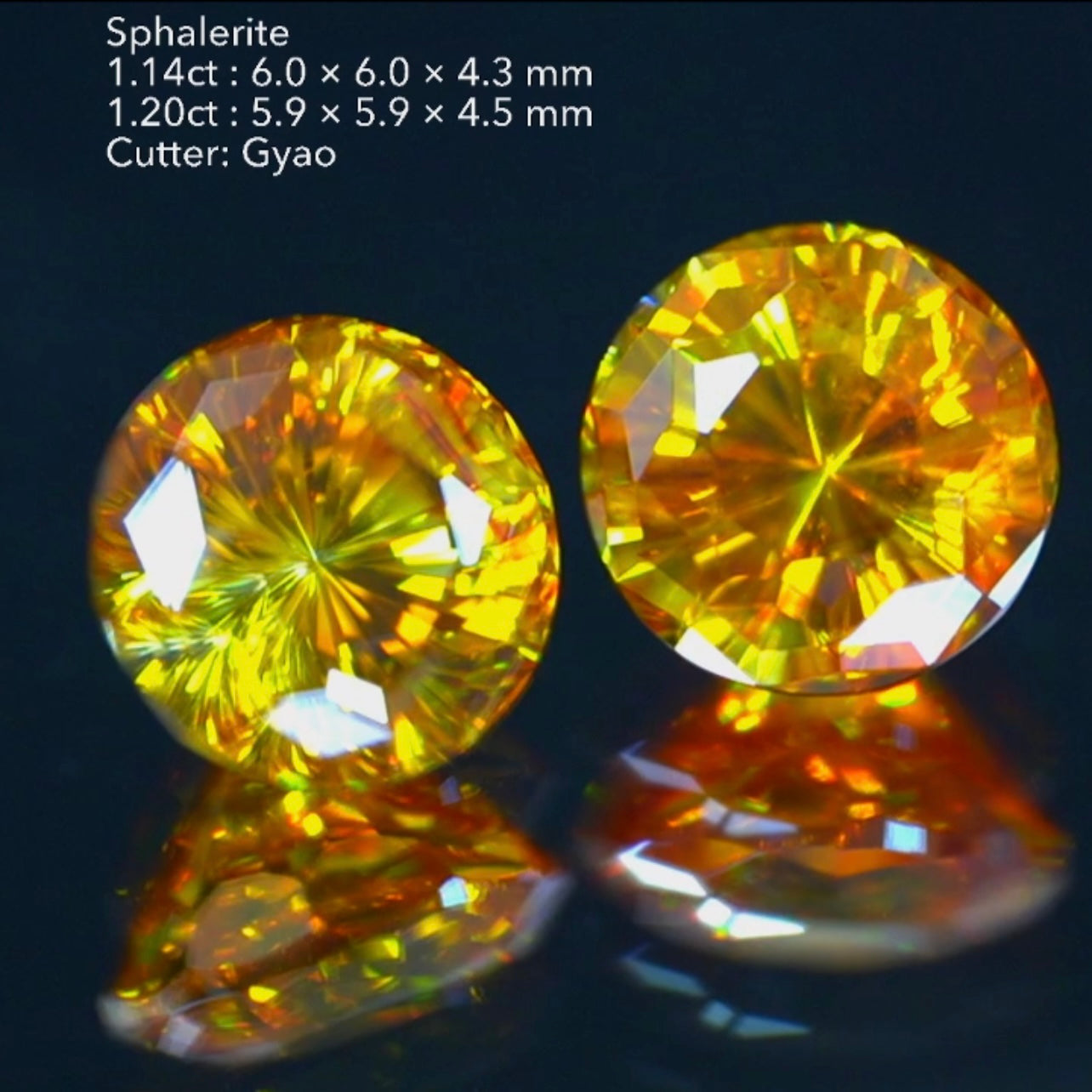 奇跡のペア🎁✨スファレライト1.14ct & 1.20ct✨カッコイイ変則キューブに窓まで付いた傑作👍ゲオちゃん作品
