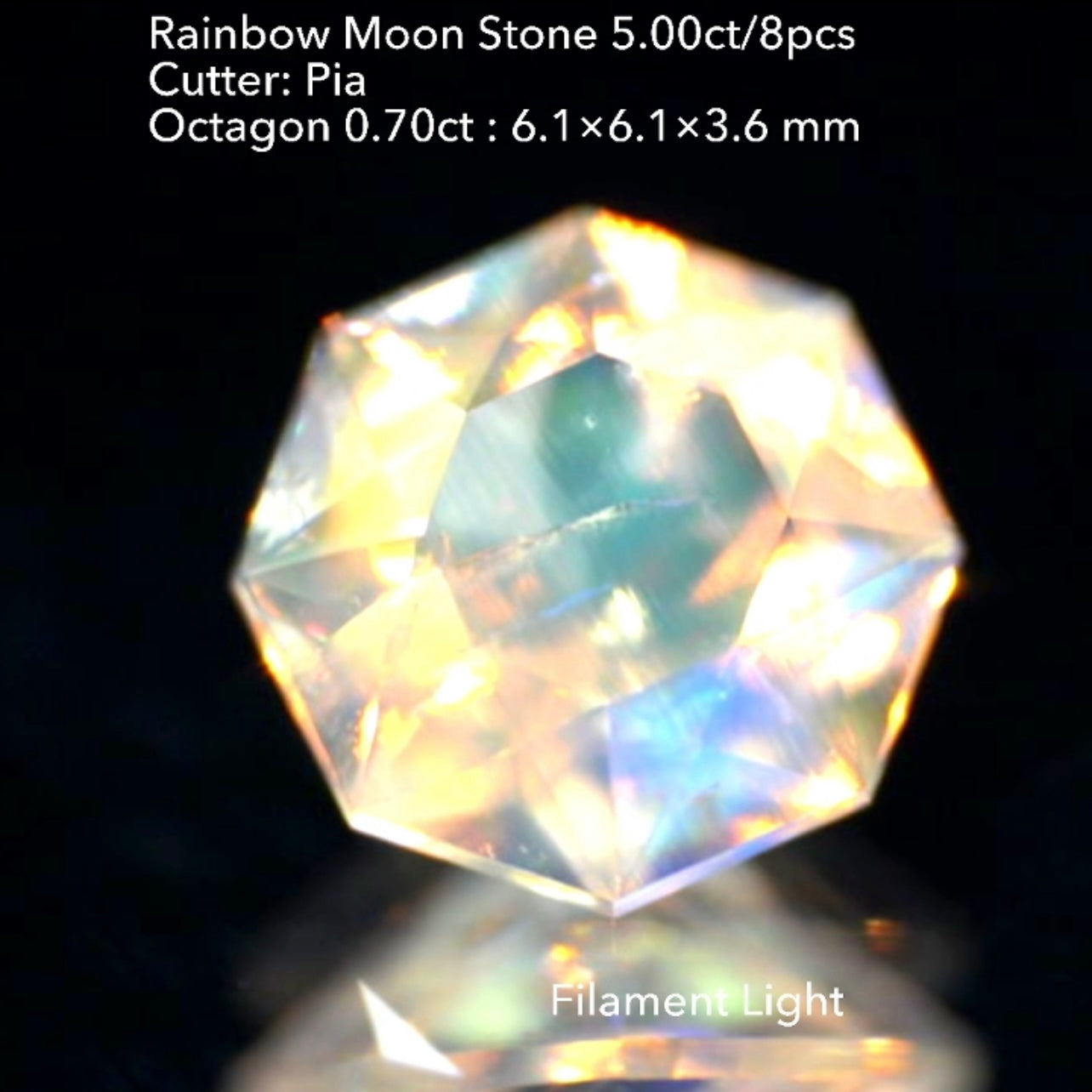 4日22:00終了💨2022年初売りオークション❗️GTJ の大人気アイテム💎3~10角形の多角形セット✨レインボームーンストーン8個で5.00ct🌈🌖💎ピアッちゃん作品👍