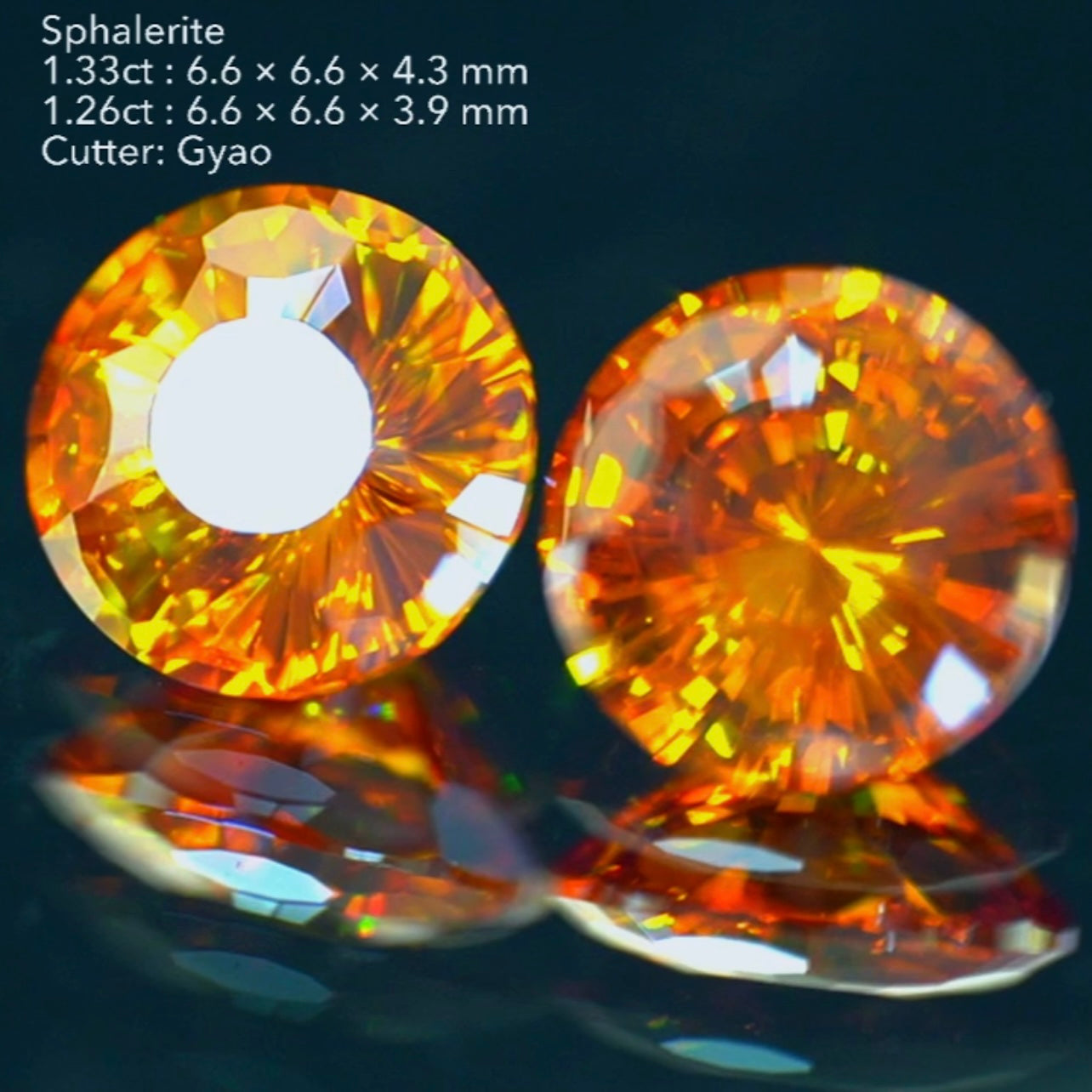 奇跡のペア🎁✨スファレライト1.33ct & 1.26ct✨コインカットの進化版👍ゲオちゃん作品