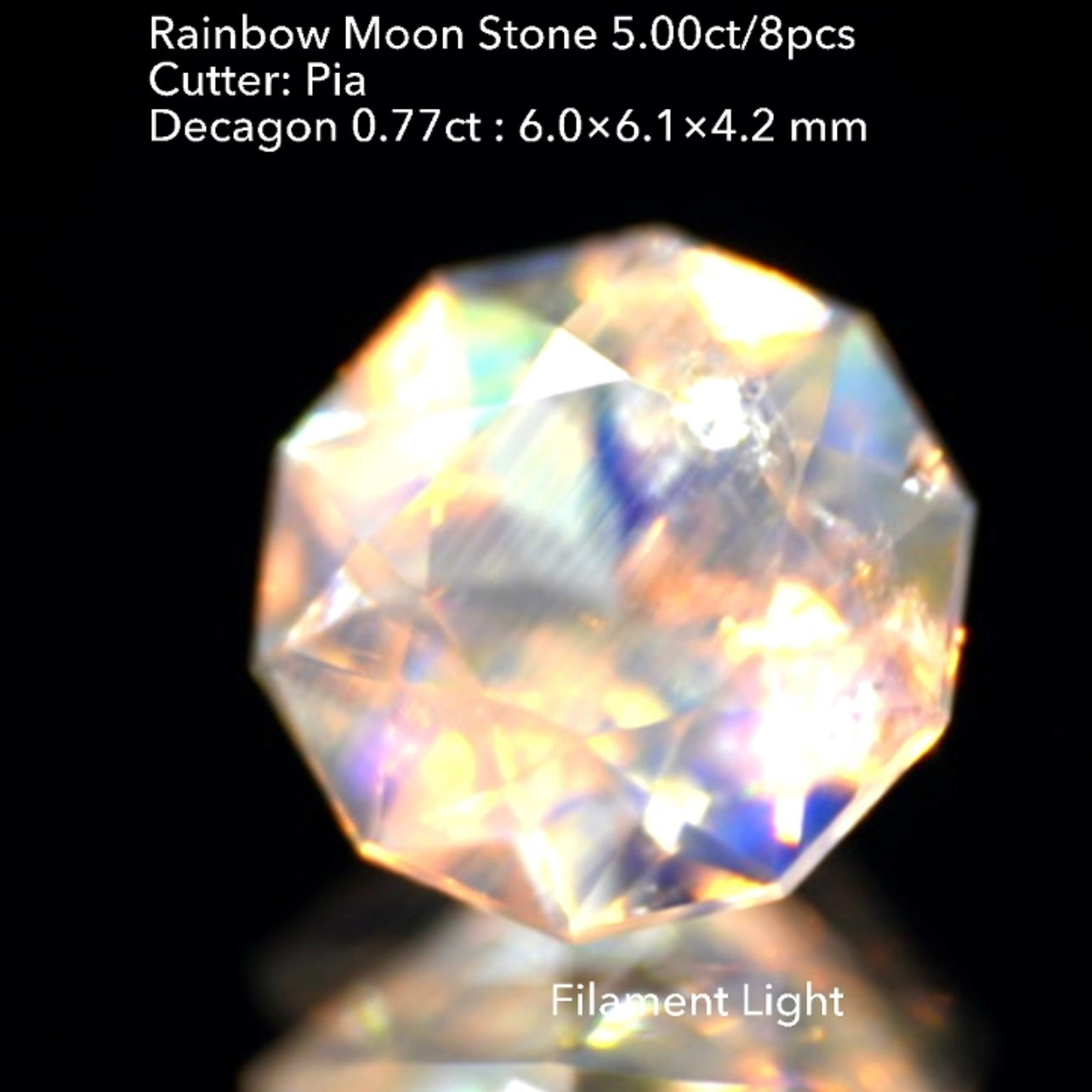 4日22:00終了💨2022年初売りオークション❗️GTJ の大人気アイテム💎3~10角形の多角形セット✨レインボームーンストーン8個で5.00ct🌈🌖💎ピアッちゃん作品👍