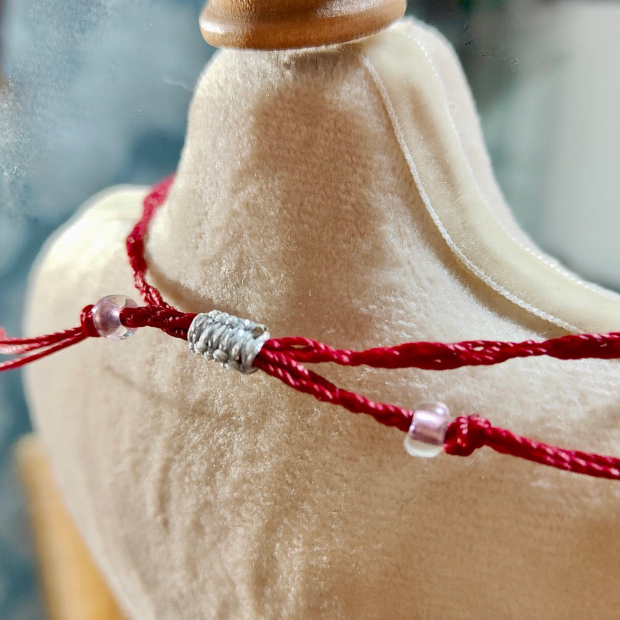 【watariさんマクラメ作品 ⑨】ネックレスにもチョーカーにもなる便利なアジャスター付き!ローズクォーツ9.11ct/アッちゃん作品