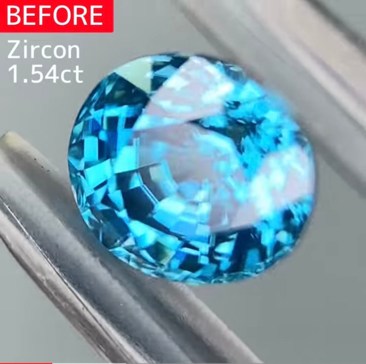 【28日13時まで!紹介初日特価】ルピー形テーブル12角形ファンシーオーバル!ネオン感じる鮮やか美色ブルージルコン 1.06ct ZBカット