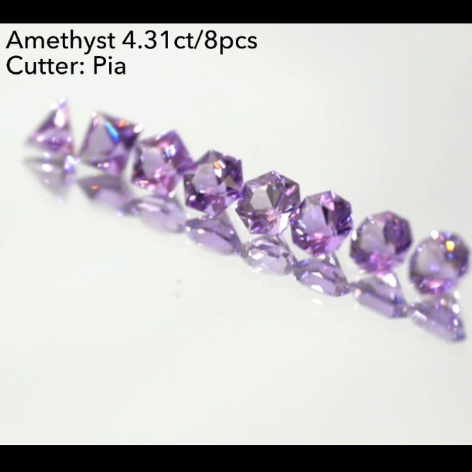 特別出品✨アメジスト3〜10角形の『多角形セット』8個で4.31ct💎ピアッちゃん作品👍 ブラックフライデー特価でご紹介です♪