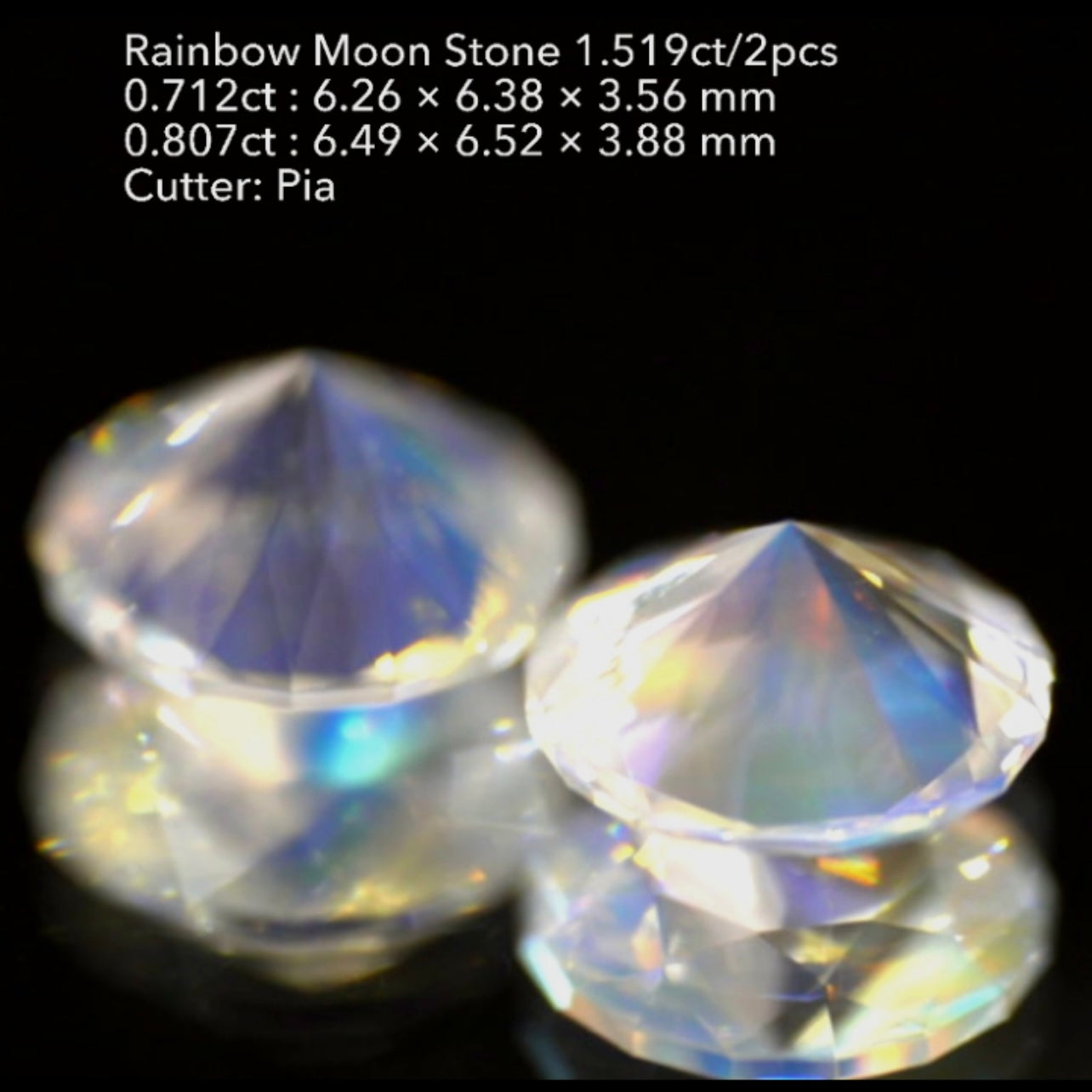 3日までの初売りプライス❗️カッコ良さと可愛らしさを併せ持つ“16角形”のレインボームーンストーン🌈🌖💎奇跡の2個セット1.519ct✨ピアッちゃん作品👍