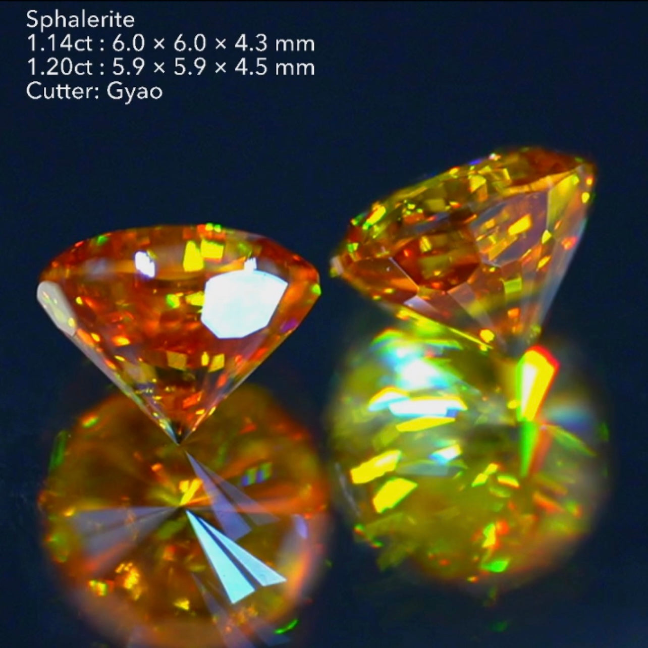 奇跡のペア🎁✨スファレライト1.14ct & 1.20ct✨カッコイイ変則キューブに窓まで付いた傑作👍ゲオちゃん作品