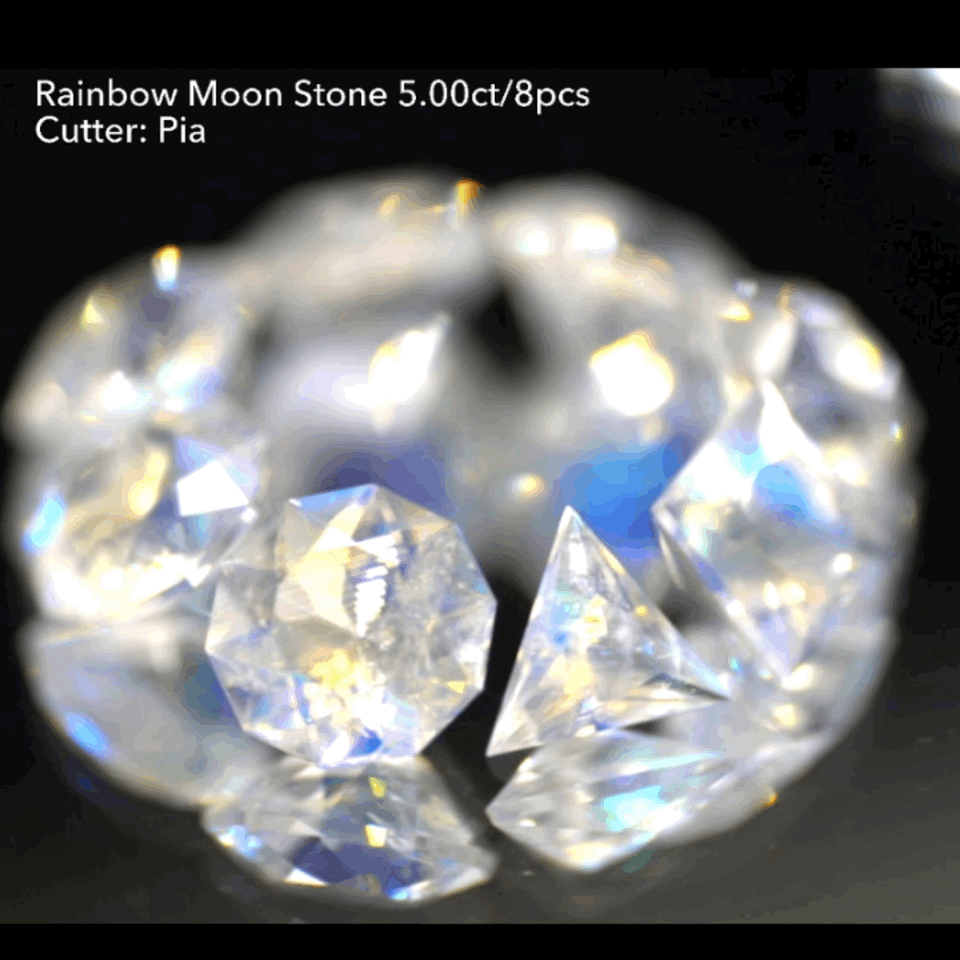 4日22:00終了💨2022年初売りオークション❗️GTJ の大人気アイテム💎3~10角形の多角形セット✨レインボームーンストーン8個で5.00ct🌈🌖💎ピアッちゃん作品👍