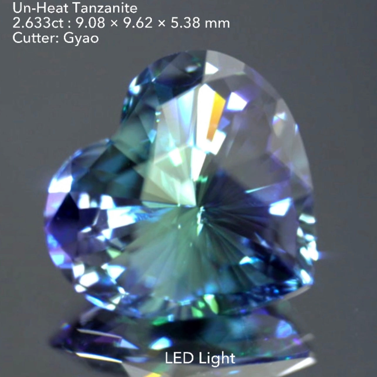 【SOLD OUT】ハートにキューブカットを施した世界に一つの美色非加熱タンザナイト(ゾイサイト)2.633ct💎ゲオちゃん作品🌈こちらはお問合せ一番乗り特価でご紹介です♪