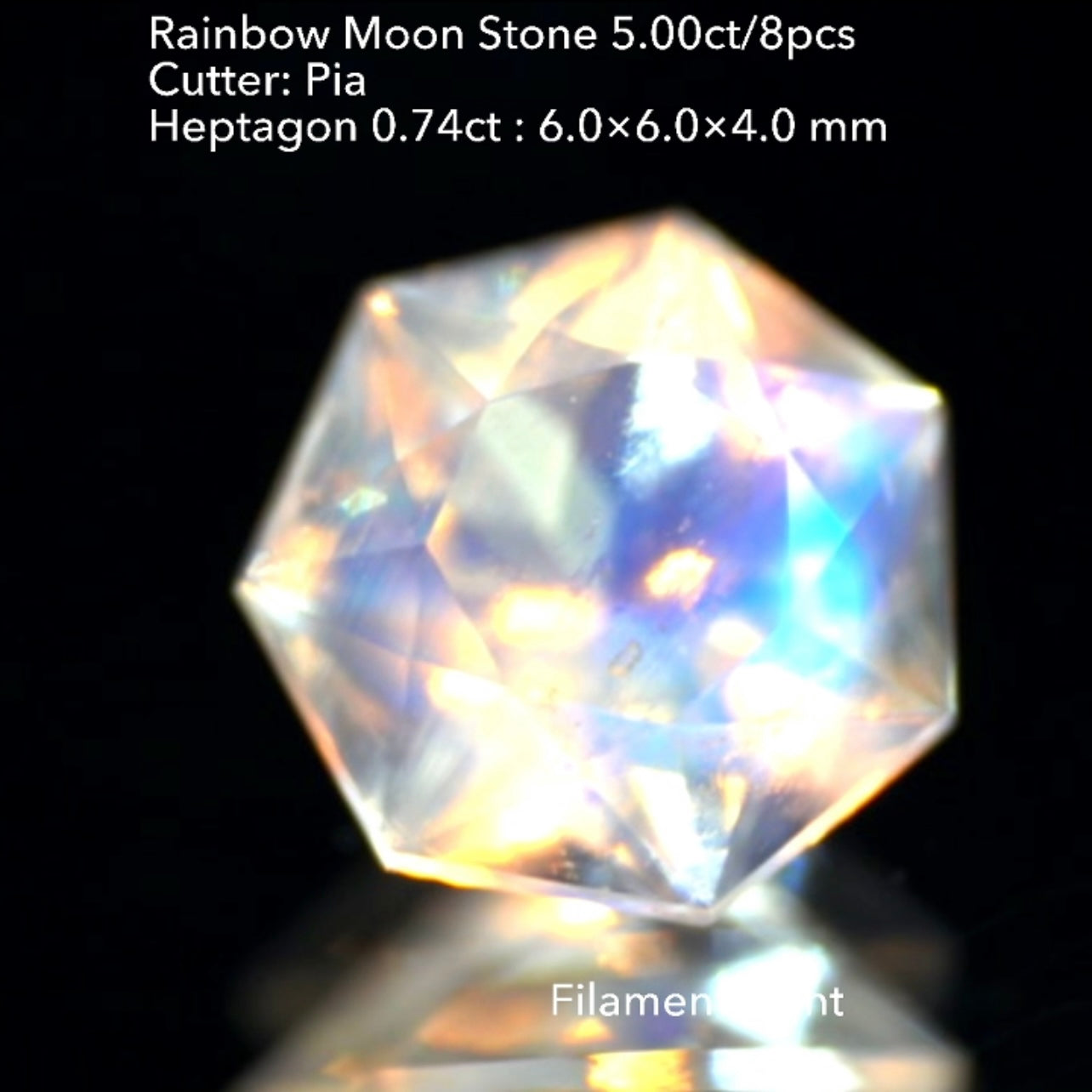 4日22:00終了💨2022年初売りオークション❗️GTJ の大人気アイテム💎3~10角形の多角形セット✨レインボームーンストーン8個で5.00ct🌈🌖💎ピアッちゃん作品👍