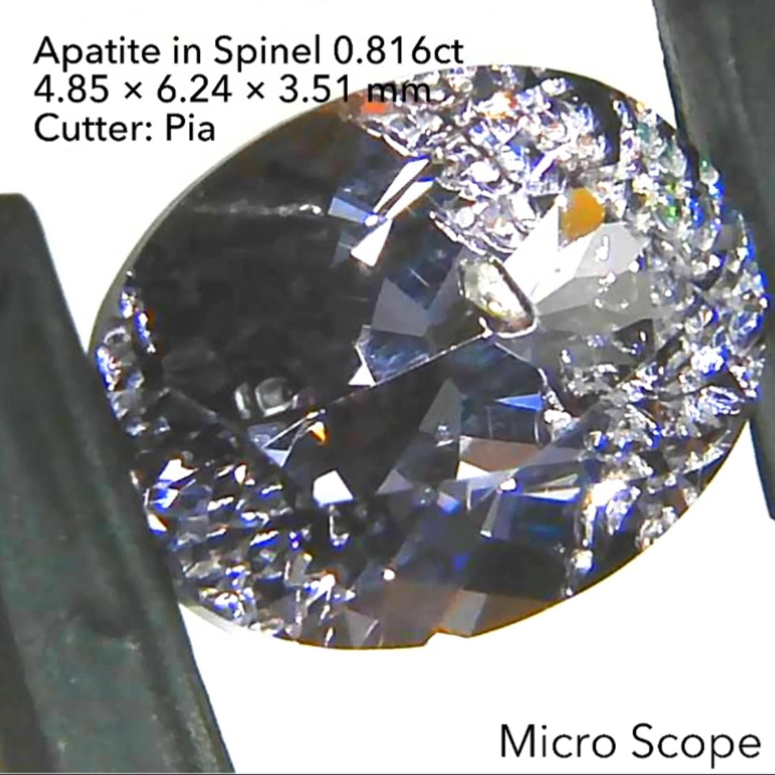 【SOLD OUT】カットもインクルもキラッキラ✨アパタイトinスピネル0.816ct💎ピアッちゃん作品