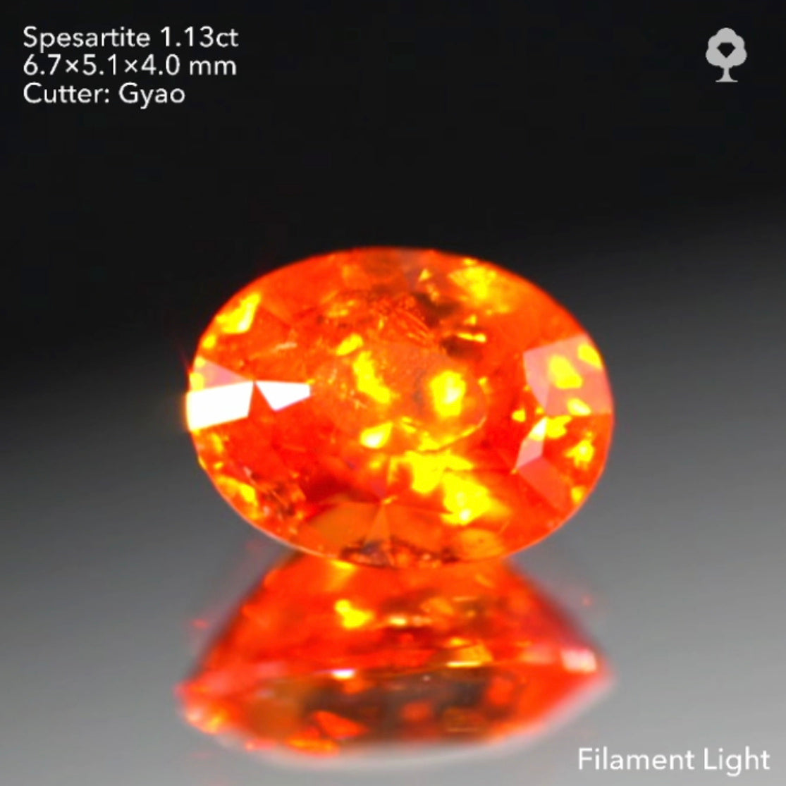 【SOLD OUT】テーブル小さめ変則キューブカット🎁✨色テリカット抜群のタンジェリン(スペサタイト)ガーネット1.13ct✨ゲオちゃん作品