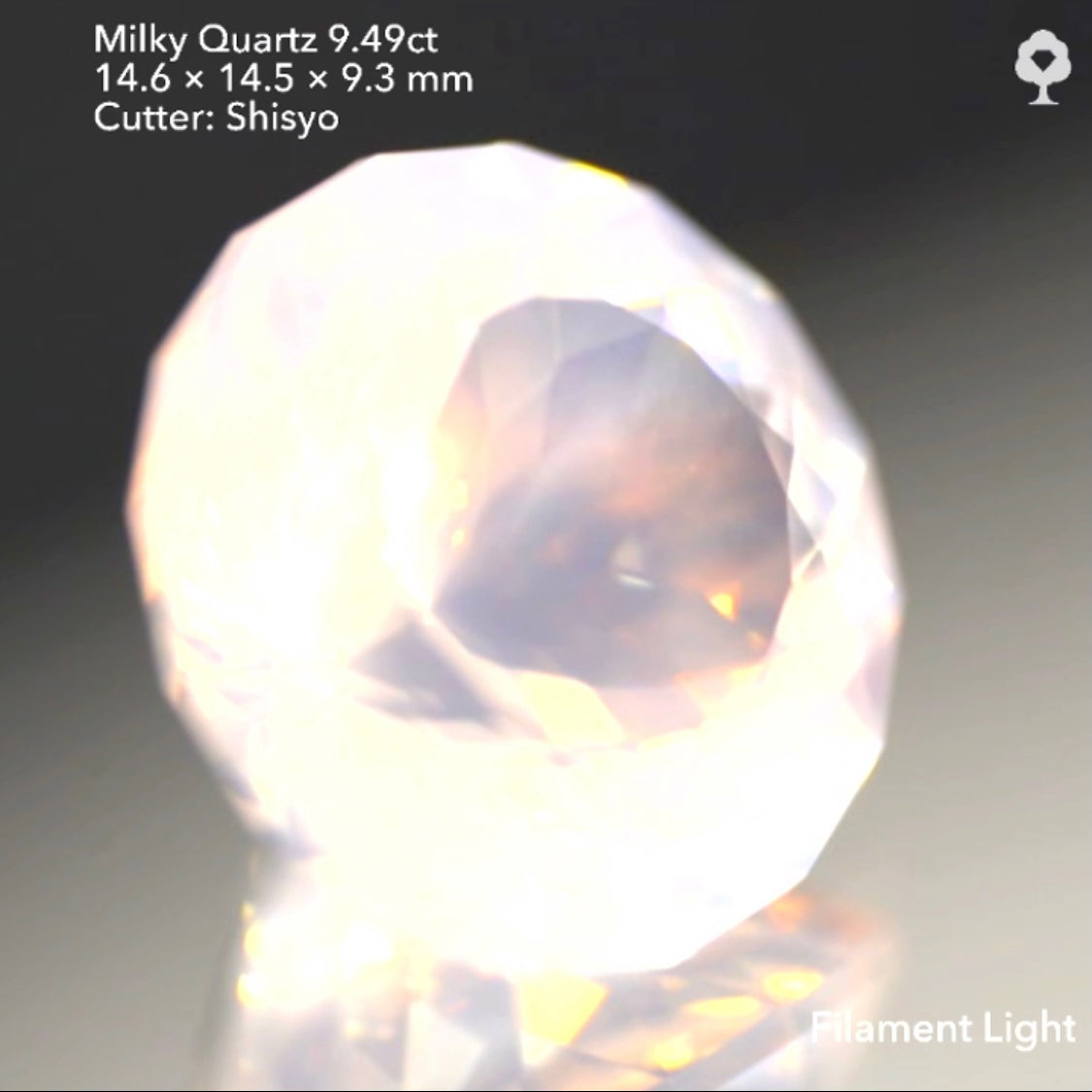 十六角形🌖お月様のような“いざよい”ミルキークォーツ 9.49ct 師匠作品👍GTJ名物【HPオークション】こちらはクーポンはごめんなさい🙏