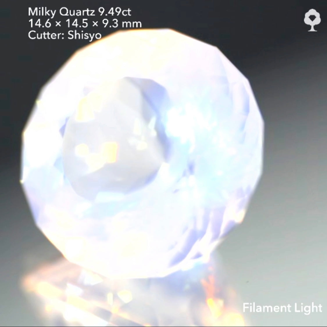 十六角形🌖お月様のような“いざよい”ミルキークォーツ 9.49ct 師匠作品👍GTJ名物【HPオークション】こちらはクーポンはごめんなさい🙏