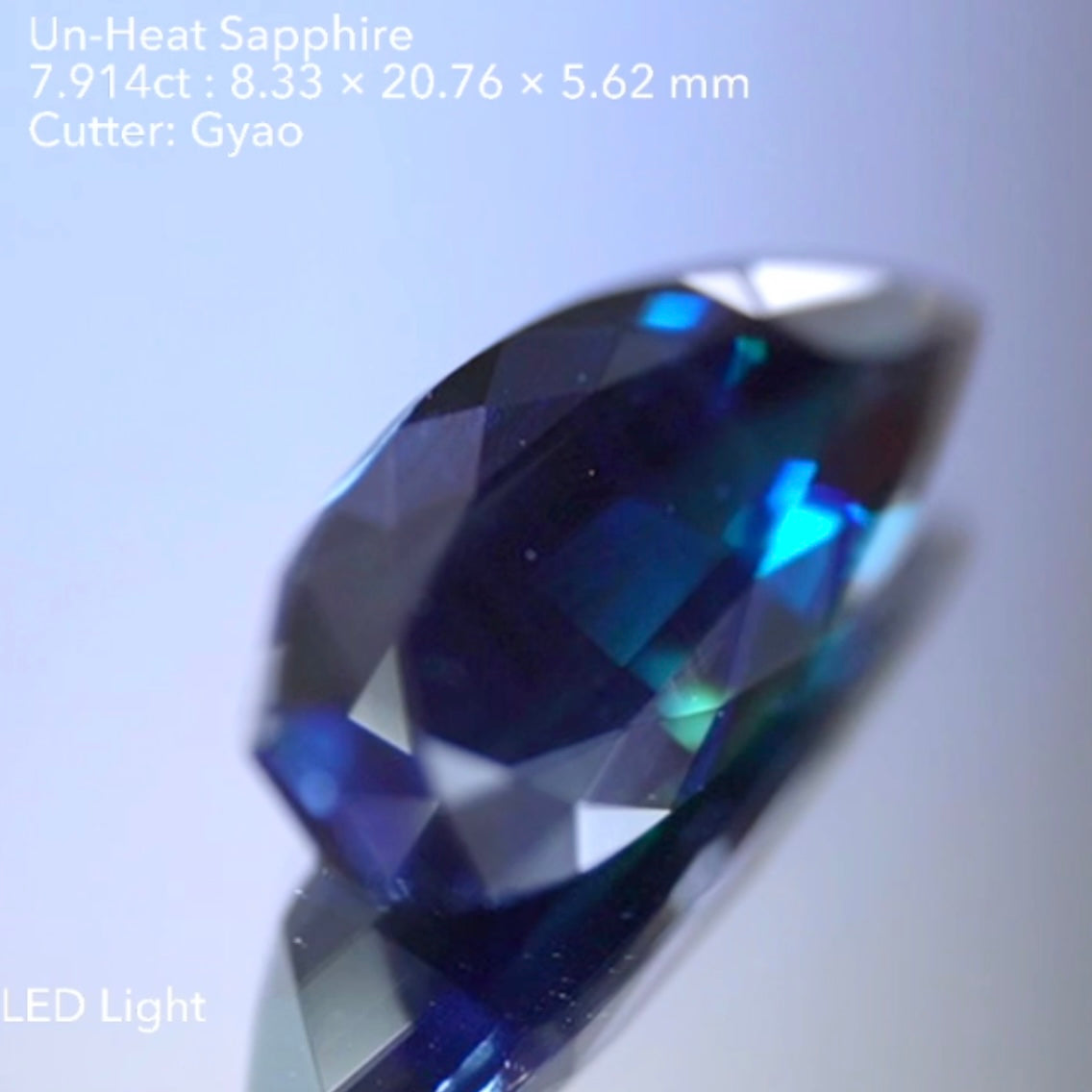 非加熱サファイア 7.914ct★金色に近いシーンも出るGTJ歴史の一つに残るサファイア通向けの逸品