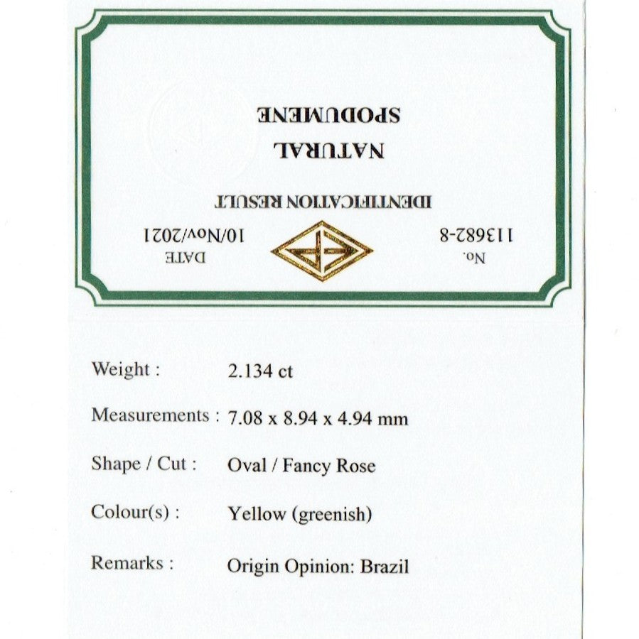 超キラキラ✨イエロースポジューメン《トリフェーン》2.134ct💎ピアッちゃん作品👍