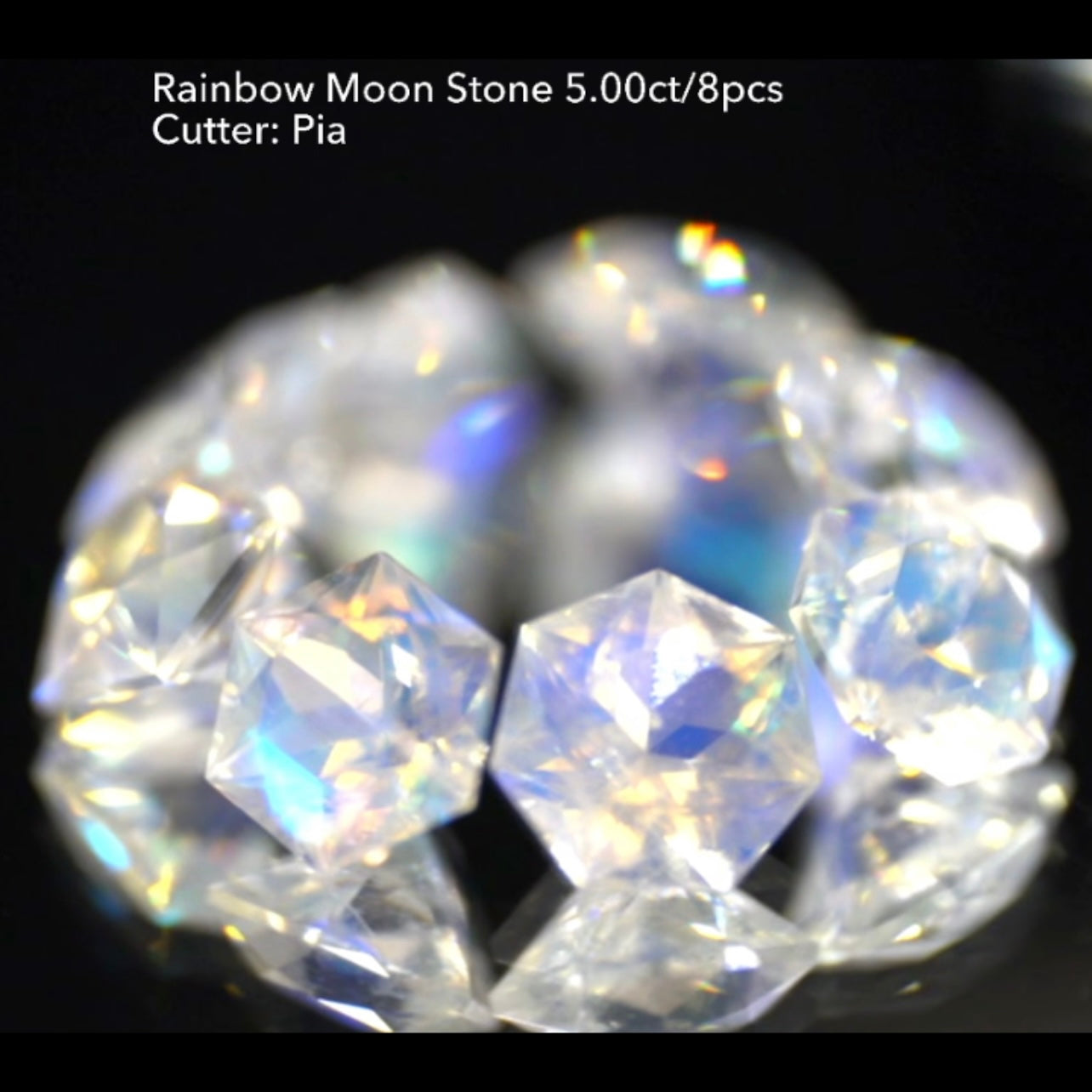 4日22:00終了💨2022年初売りオークション❗️GTJ の大人気アイテム💎3~10角形の多角形セット✨レインボームーンストーン8個で5.00ct🌈🌖💎ピアッちゃん作品👍