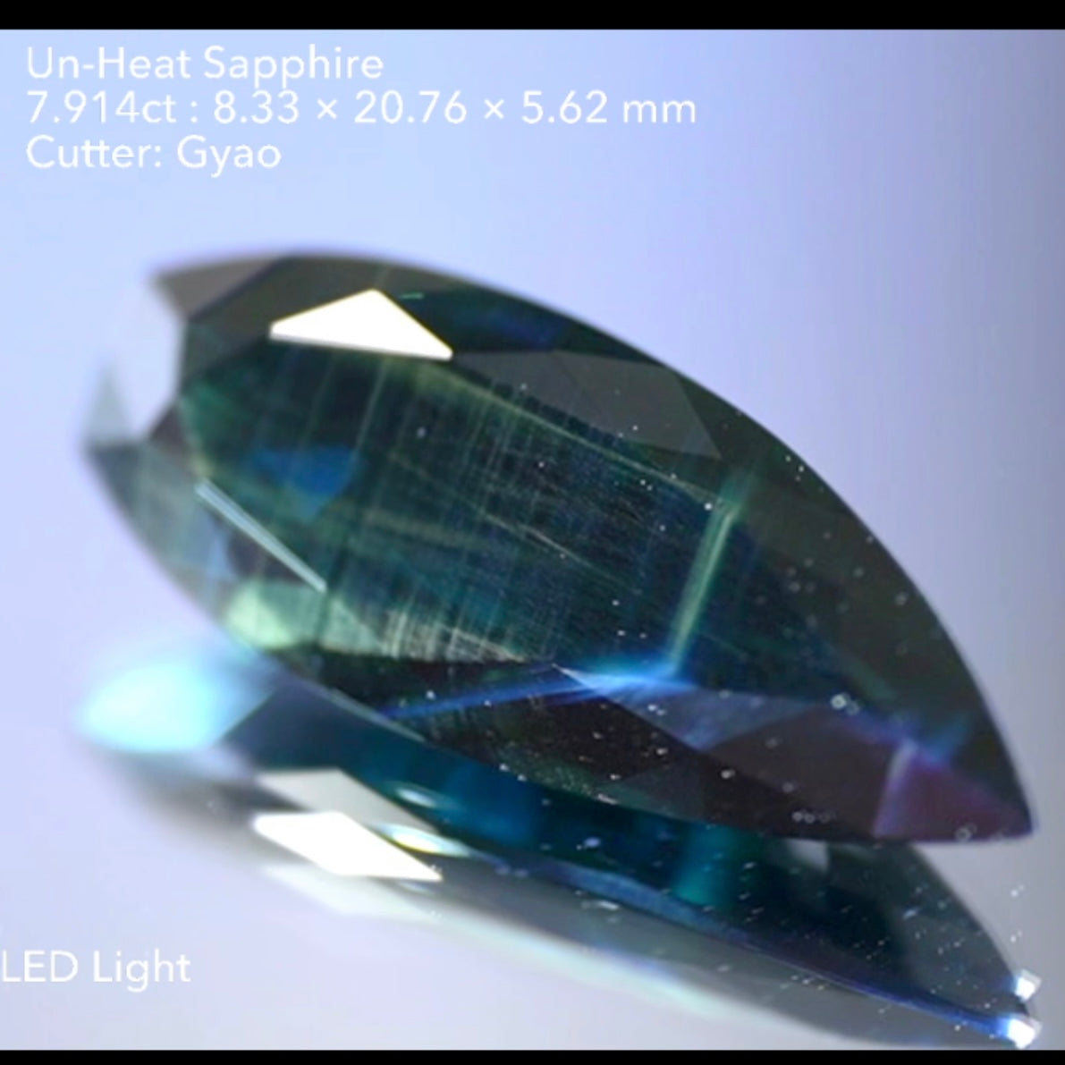 非加熱サファイア 7.914ct★金色に近いシーンも出るGTJ歴史の一つに残るサファイア通向けの逸品