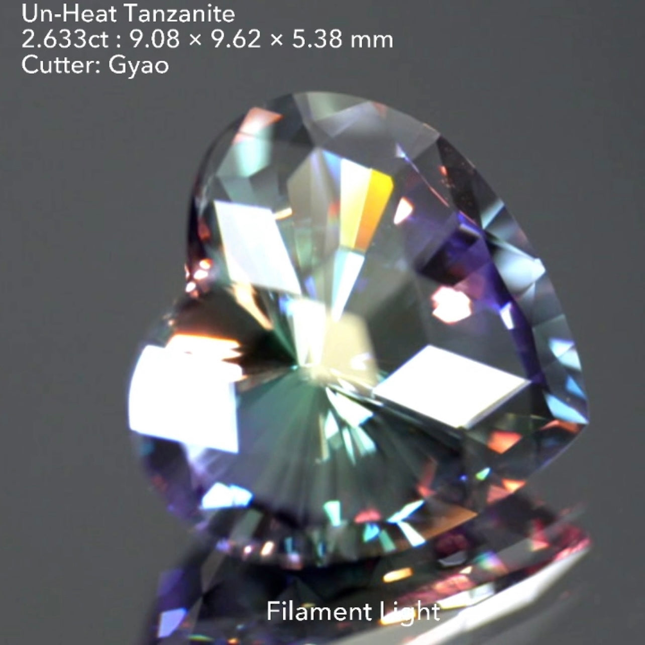 【SOLD OUT】ハートにキューブカットを施した世界に一つの美色非加熱タンザナイト(ゾイサイト)2.633ct💎ゲオちゃん作品🌈こちらはお問合せ一番乗り特価でご紹介です♪
