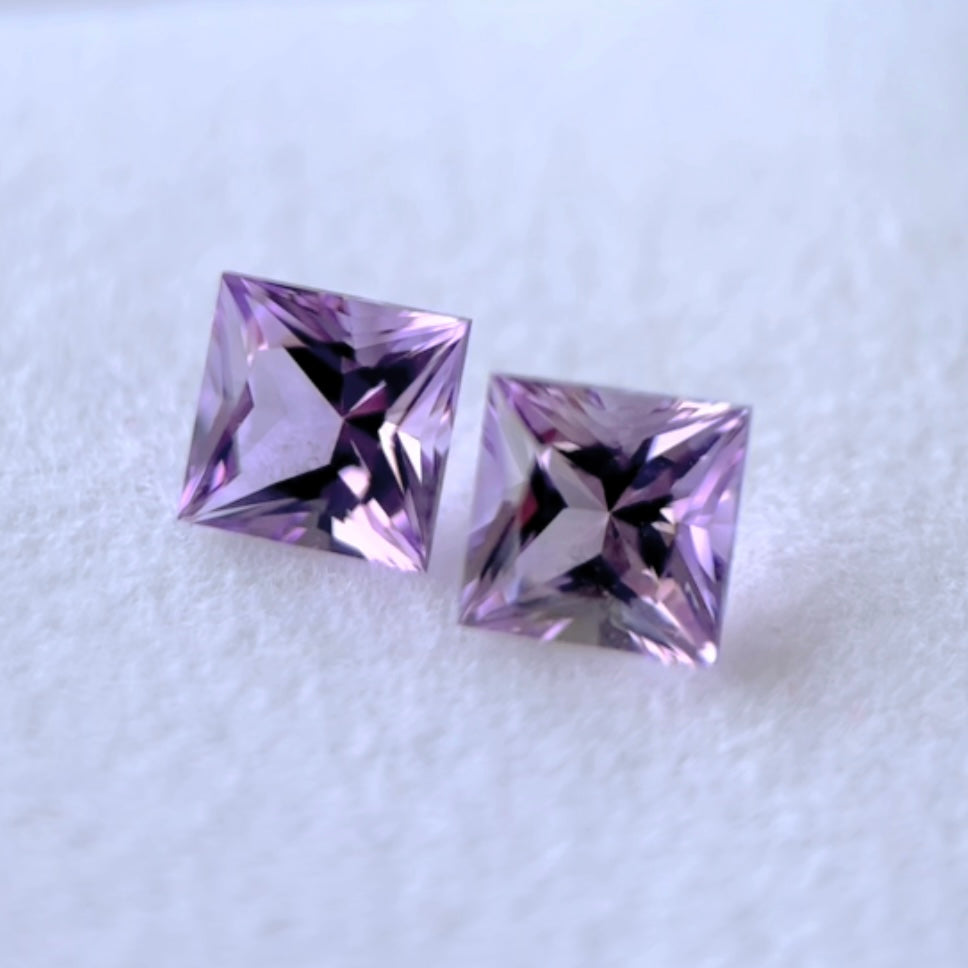 【セット10】藤色とプリンセスカットの融合👏アメジスト2個セット計0.99ct💎💎
