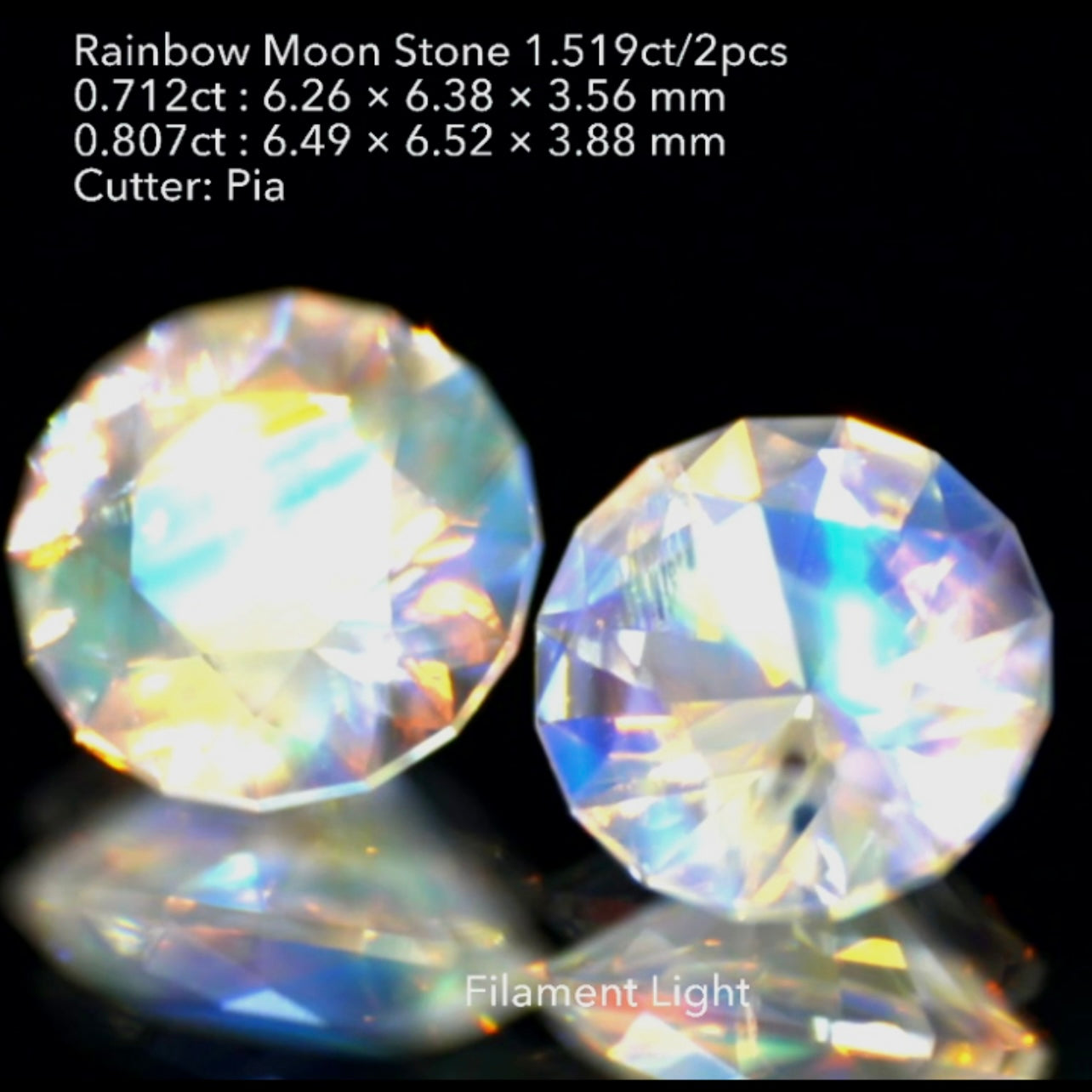 3日までの初売りプライス❗️カッコ良さと可愛らしさを併せ持つ“16角形”のレインボームーンストーン🌈🌖💎奇跡の2個セット1.519ct✨ピアッちゃん作品👍